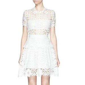 Self Portrait Lace A-Line Dress White - US8/UK12